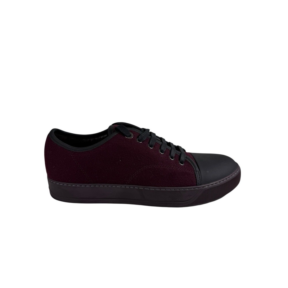 Lanvin Men's Burgundy Matte Cap-Toe‎ Wool Felt Low-Top Sneakers Size 8 US